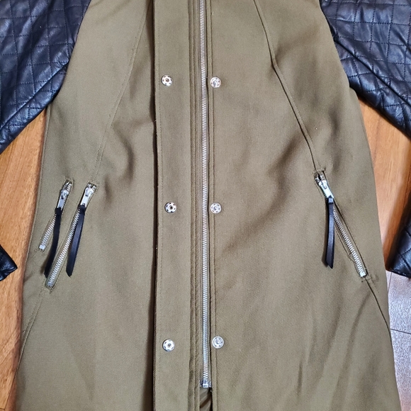 H&M Faux Leather Sleeve Trench Coat Jacket - Picture 6 of 6